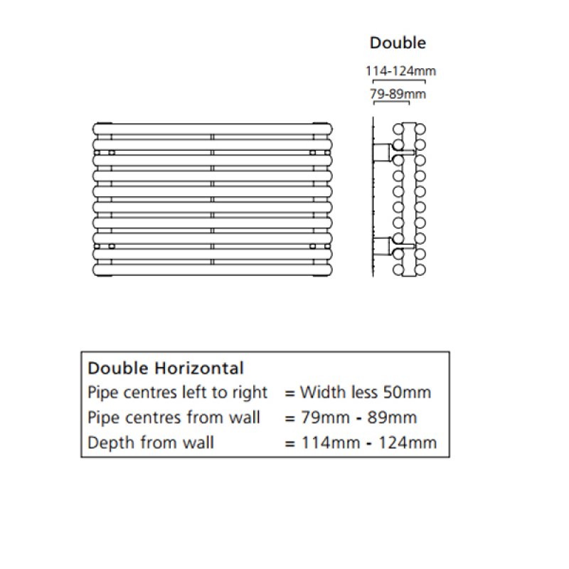 S4H Chaucer Double Horizontal Radiator 538mm H x 1220mm W - RAL  | Dimension Image