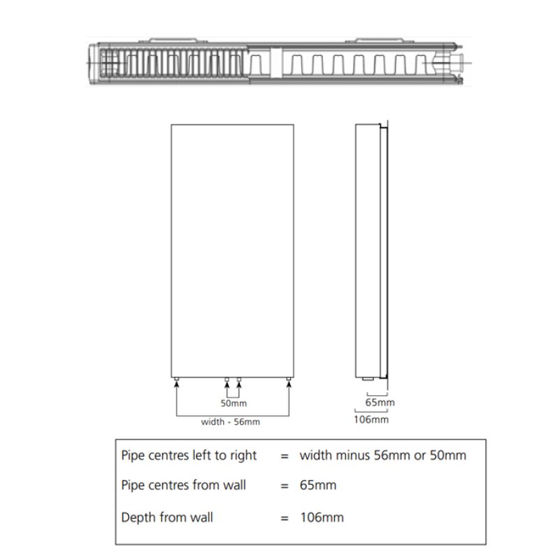S4H Faraday Type 21 Flat Panel Vertical Radiator 1600mm H x 500mm W White