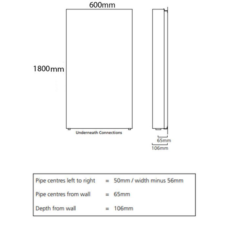 S4H Faraday Type 21 Flat Panel Vertical Radiator 1800mm H x 600mm W White