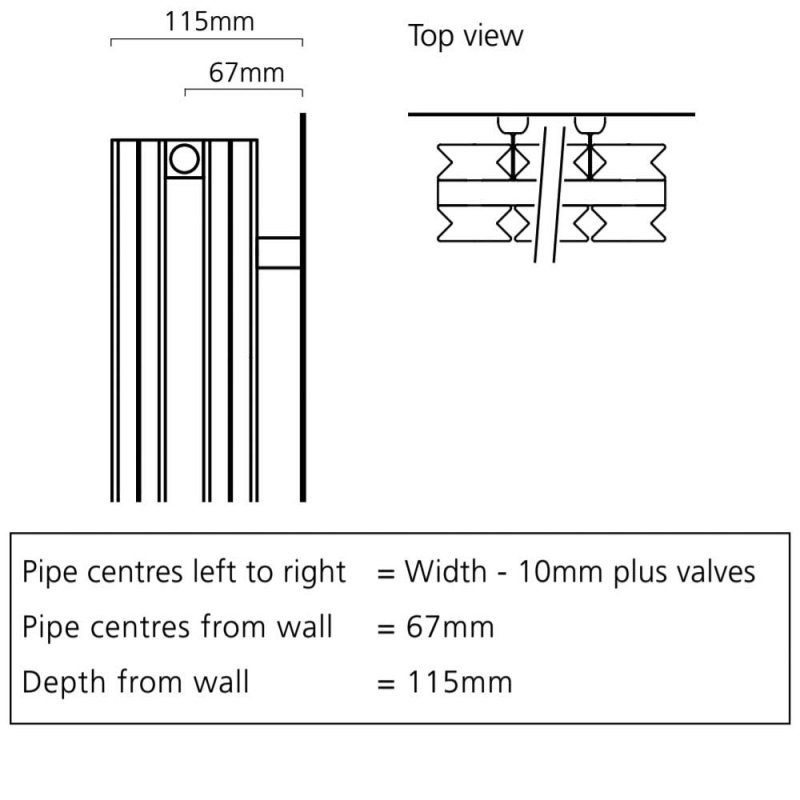 S4H Paxton Designer Vertical Radiator 1826mm H x 553mm W - RAL