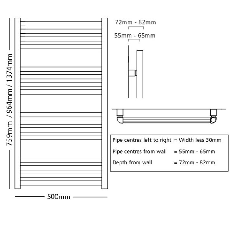 S4H Winsford Ladder Towel Rail 964mm H x 500mm W - White