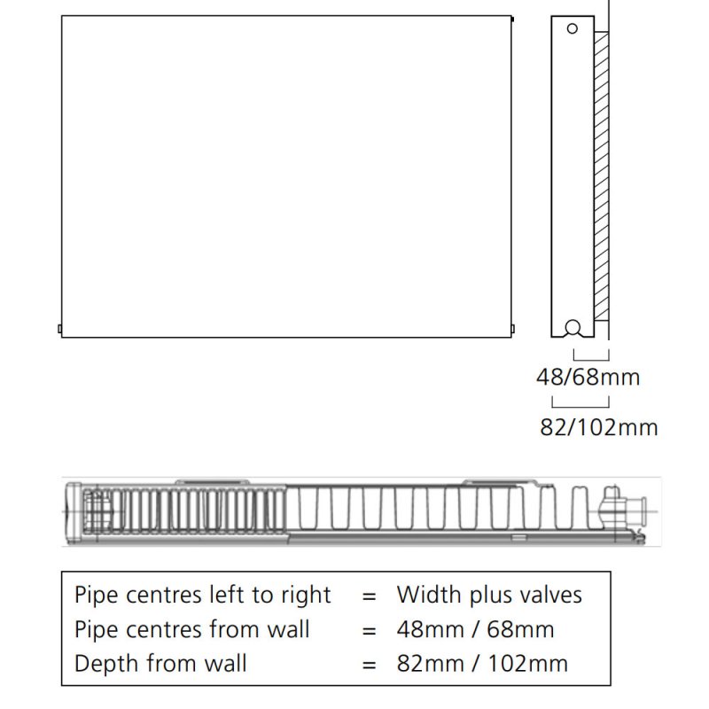 S4H Witton Type 11 Flat Panel Radiator 400mm H x 1200mm W - White