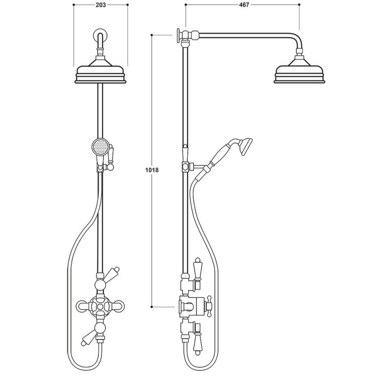 Delphi Henbury Exposed Mixer Shower with Rigid Riser Shower Kit and Fixed Head - Chrome