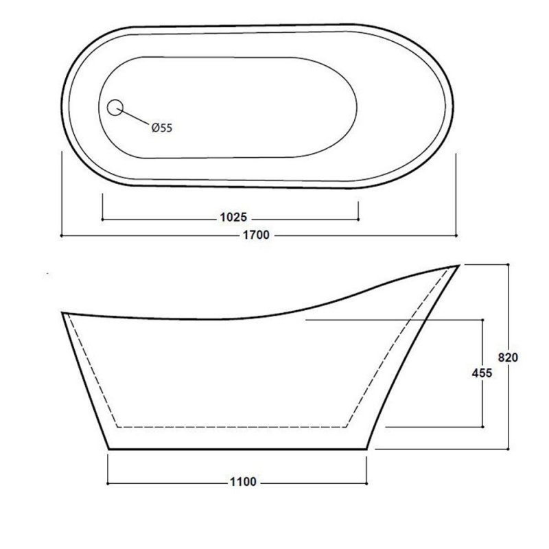 Delphi Mardi Gras Slipper Bath SYFSB405 1700mm x 720mm Acrylic
