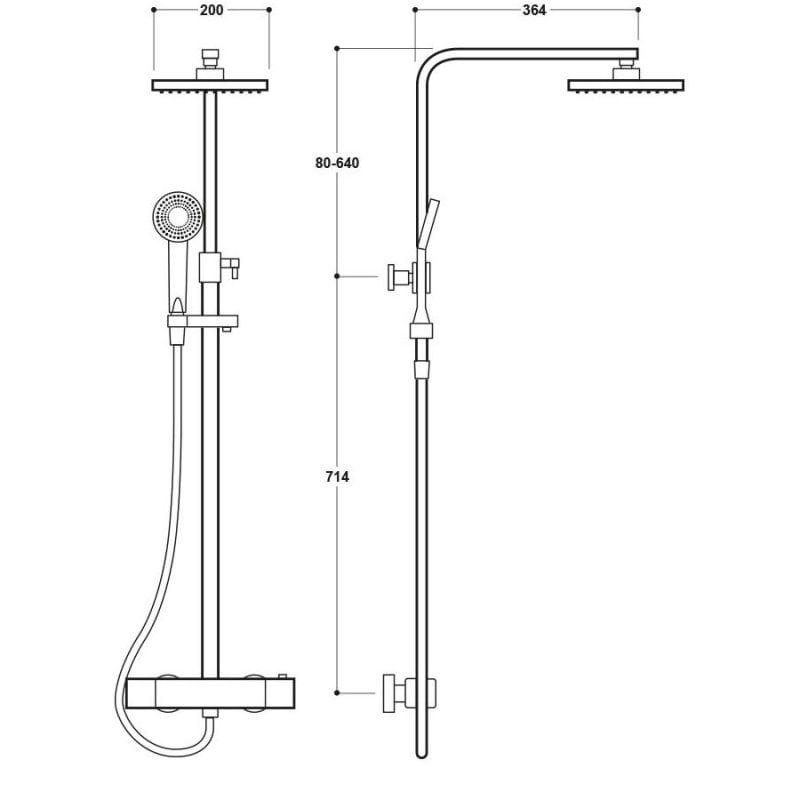 Delphi Round Thermostatic Bar Mixer Shower with Shower Kit and Fixed Head - Chrome