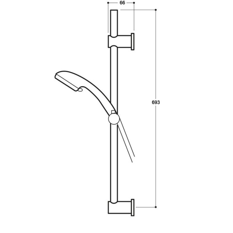 Delphi Round Slide Shower Rail Kit with Shower Handset and Shower Hose - Chrome