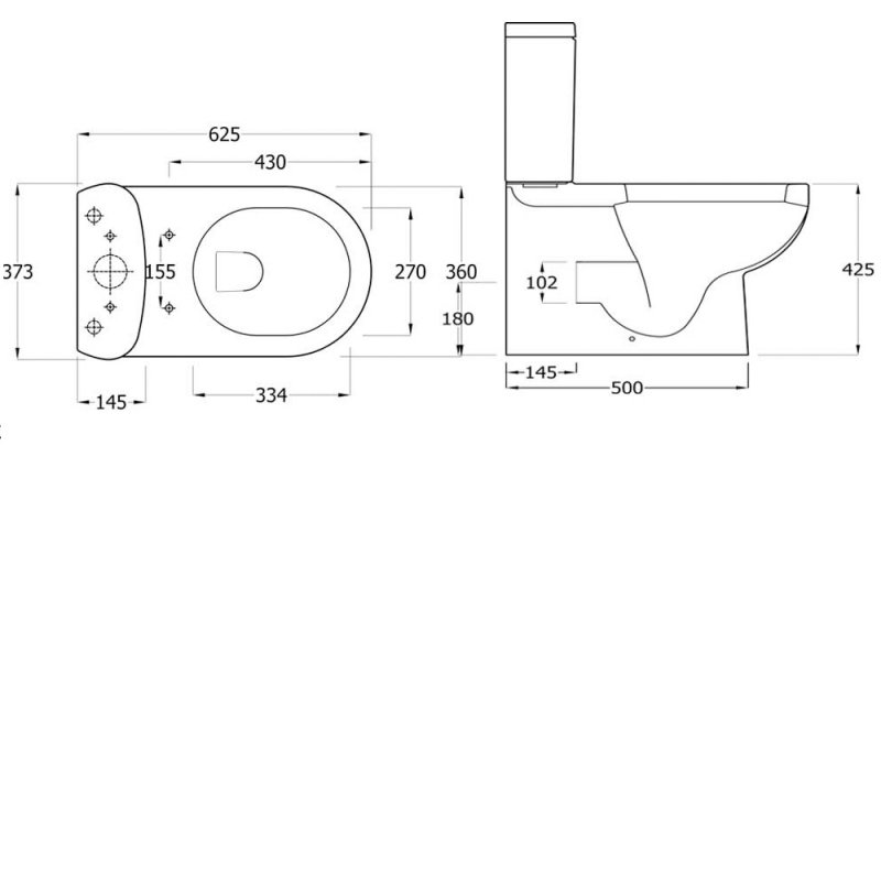 Delphi Tilly Back To Wall Close Coupled Toilet with Push Button Cistern - Soft Close Seat