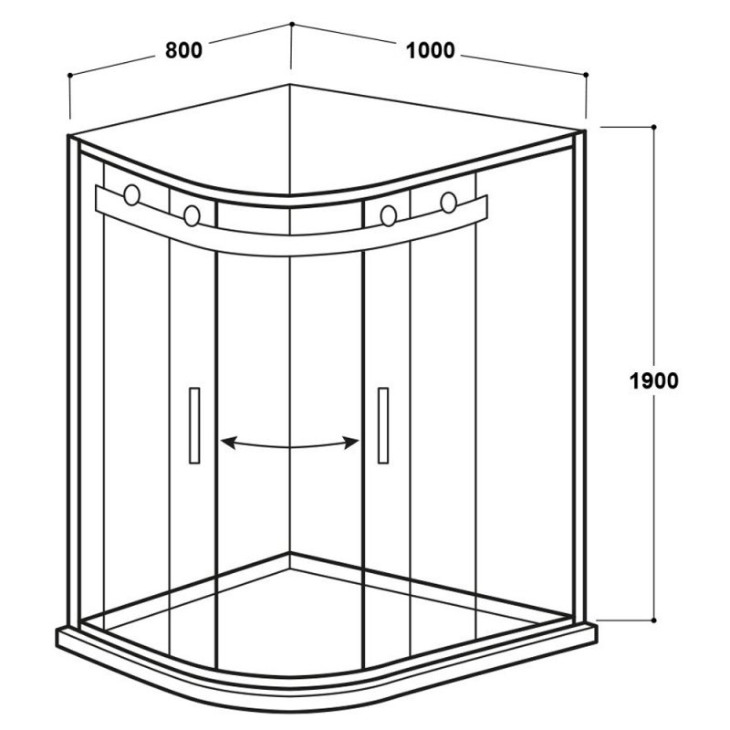 Delphi Vodas 8 Frameless 2-Door Offset Quadrant Shower Enclosure 1000mm x 800mm - 8mm Glass