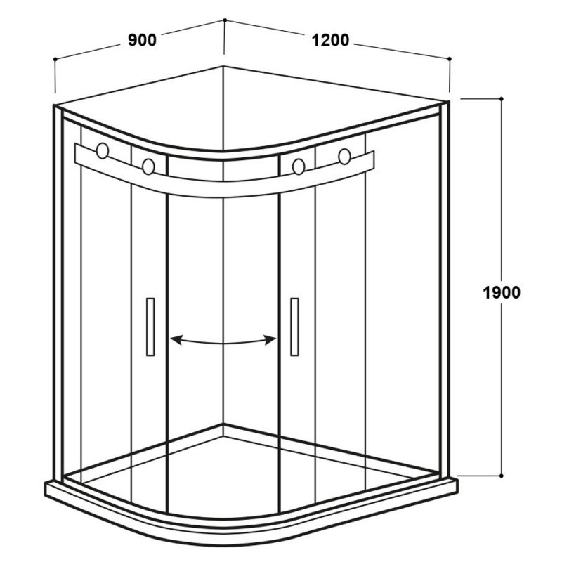 Delphi Vodas 8 Frameless 2-Door Offset Quadrant Shower Enclosure 1200mm x 900mm - 8mm Glass