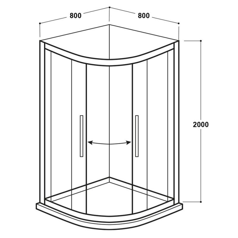 Delphi Vodas 8 Framed 2-Door Quadrant Shower Enclosure 800mm x 800mm - 8mm Glass