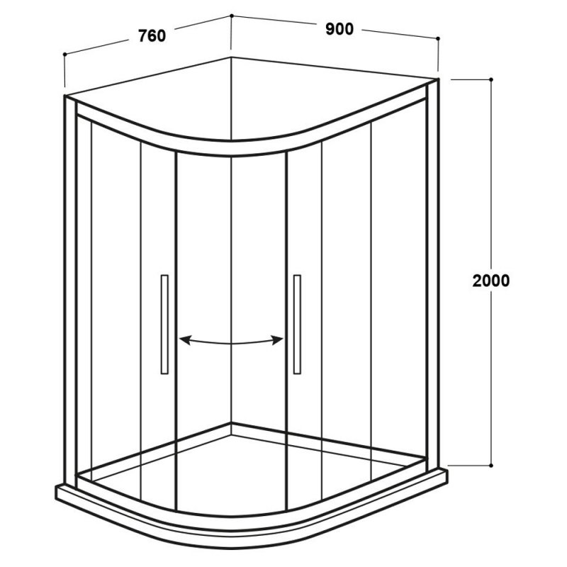 Delphi Vodas 8 Framed 2-Door Offset Quadrant Shower Enclosure 900mm x 760mm - 8mm Glass