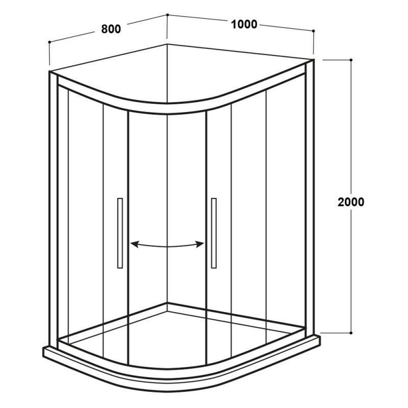 Delphi Vodas 8 Framed 2-Door Offset Quadrant Shower Enclosure 1000mm x 800mm - 8mm Glass