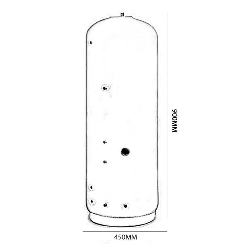 Telford Stainless Steel Vented Direct Solar Cylinder 900mm x 450mm 125 Litre