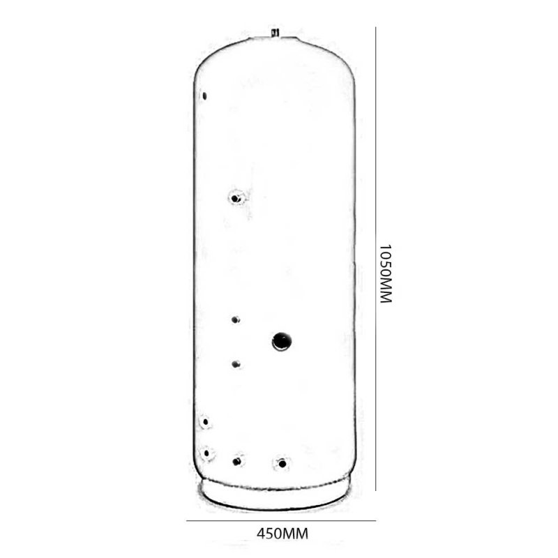 Telford Stainless Steel Vented Direct Solar Cylinder 1050mm x 450mm 150 Litre