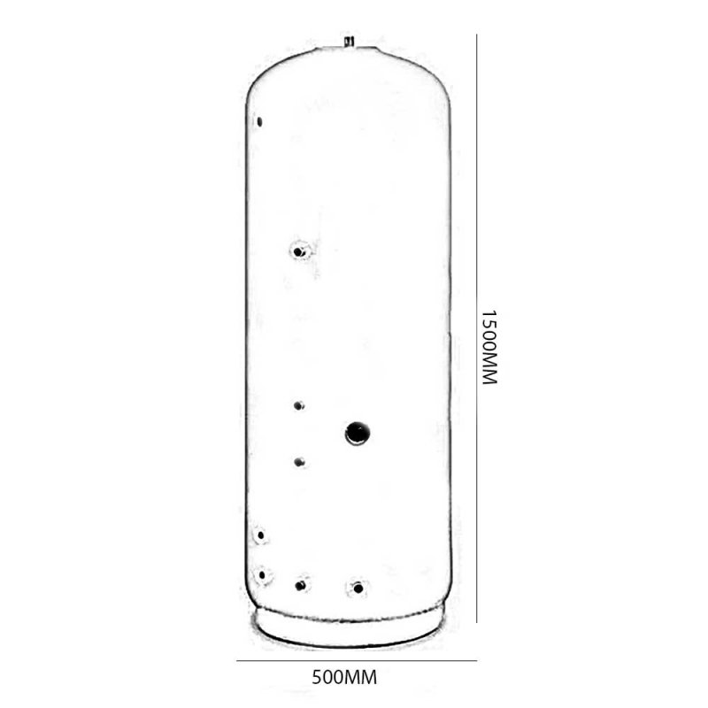 Telford Stainless Steel Vented Direct Solar Cylinder 1500mm x 500mm 250 Litre