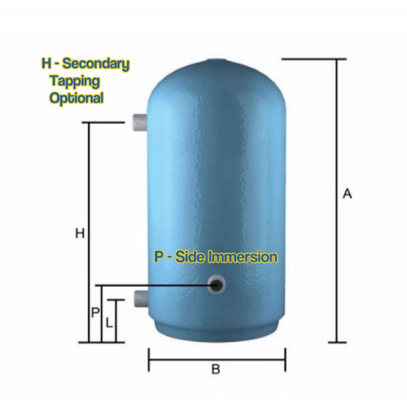 Telford Standard Vented Direct Copper Hot Water Cylinder 675mm x 450mm 84 Litre (Side Immersion)