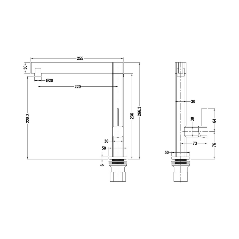 The 1810 Company 1810XXX Single Lever Kitchen Sink Mixer Tap - Brushed Steel