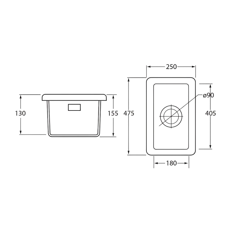 The 1810 Company Argilla 1 Bowl Fireclay Kitchen Sink 250mm Wide - White