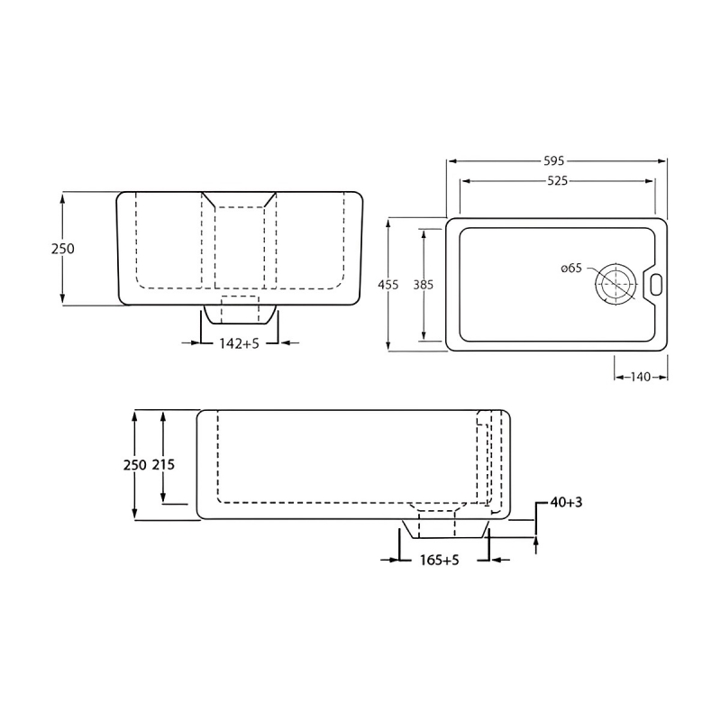 The 1810 Company Argilla 1 Bowl Fireclay Kitchen Sink 595mm Wide - White