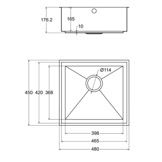 The 1810 Company Axixuno 450U 1.0 Bowl Quartz Undermount Kitchen Sink - Gold Brass