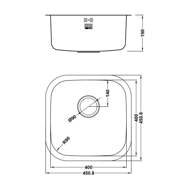 The 1810 Company Etrouno 400U 1.0 Bowl Undermount Kitchen Sink - Stainless Steel