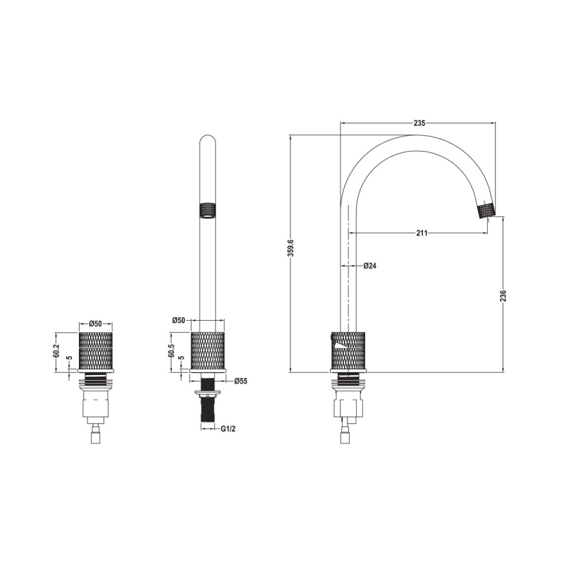 The 1810 Company Finire 2 Hole Design Kitchen Sink Mixer Tap - Chrome