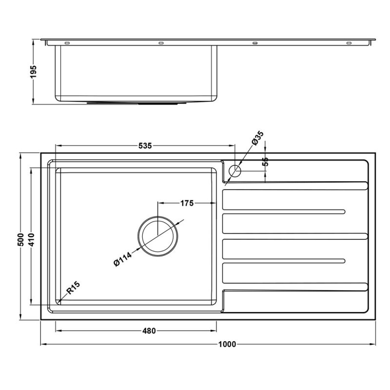 The 1810 Company Forzauno 100i Large 1.0 Bowl Kitchen Sink - Left Handed
