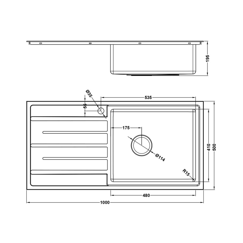 The 1810 Company Forzauno 100i Large 1.0 Bowl Kitchen Sink - Right Handed