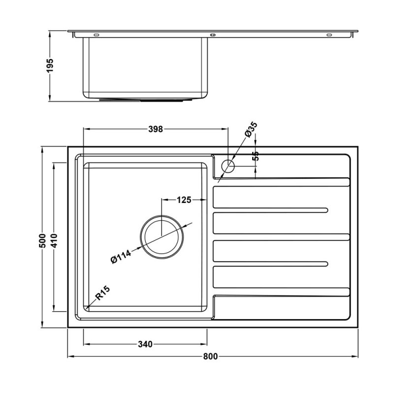 The 1810 Company Forzauno 800i 1.0 Bowl Kitchen Sink - Left Handed