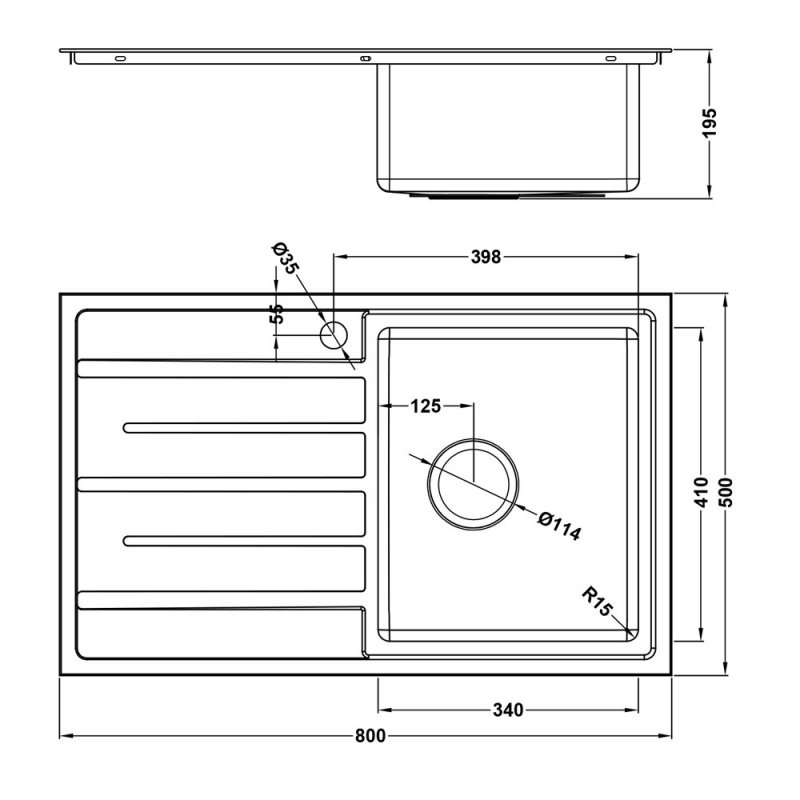 The 1810 Company Forzauno 800i 1.0 Bowl Kitchen Sink - Right Handed