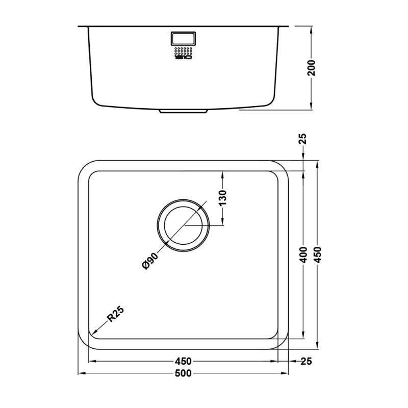 The 1810 Company Luxsoplusuno25 450U 1.0 Bowl Undermount Kitchen Sink - Stainless Steel