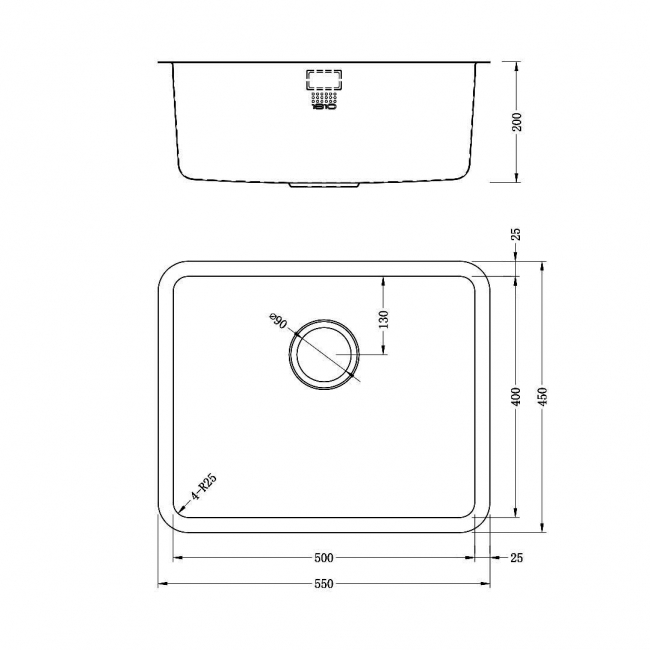 The 1810 Company Luxsoplusuno25 500U 1.0 Bowl Undermount Kitchen Sink - Stainless Steel
