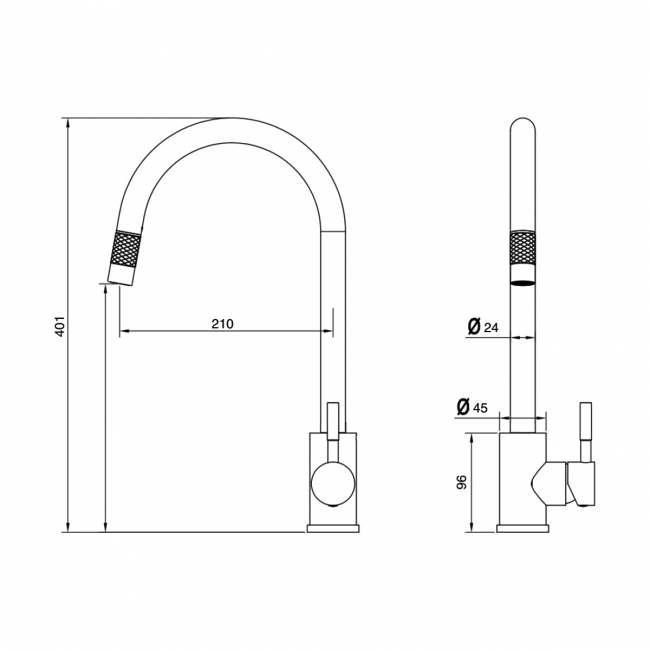 The 1810 Company Ritrarre QFit Flex Pull Out Kitchen Sink Mixer Tap - Brushed Steel