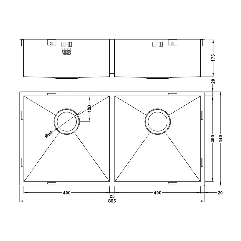 The 1810 Company Zenduo 400/400U 2.0 Bowl Undermount Kitchen Sink - Stainless Steel