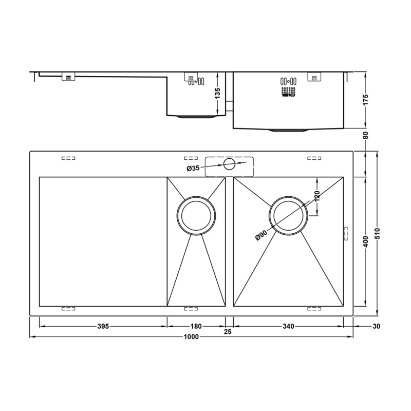 The 1810 Company Zenduo 6 I-F 1.5 Bowl Kitchen Sink - Right Hand