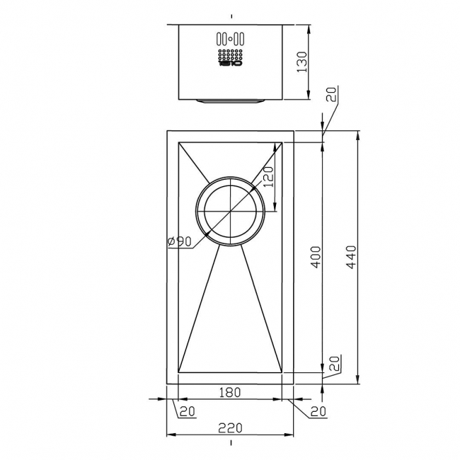 The 1810 Company Zenuno 180U 1.0 Bowl Undermount Kitchen Sink - Stainless Steel