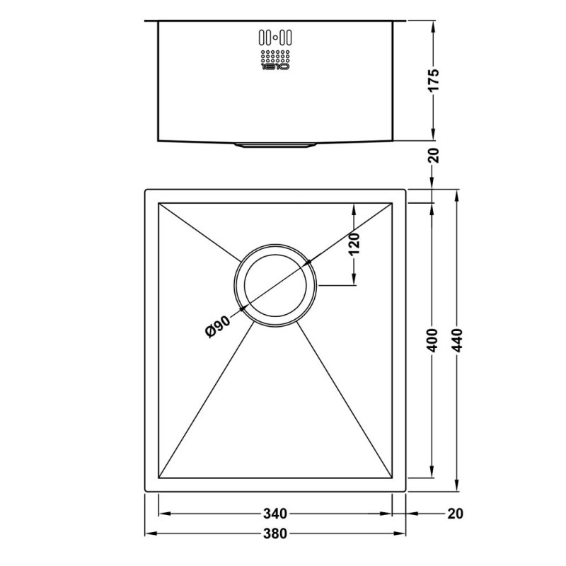 The 1810 Company Zenuno 340U 1.0 Bowl Undermount Kitchen Sink - Stainless Steel