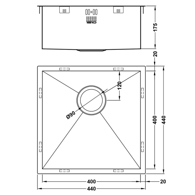 The 1810 Company Zenuno 400U 1.0 Bowl Undermount Kitchen Sink - Stainless Steel