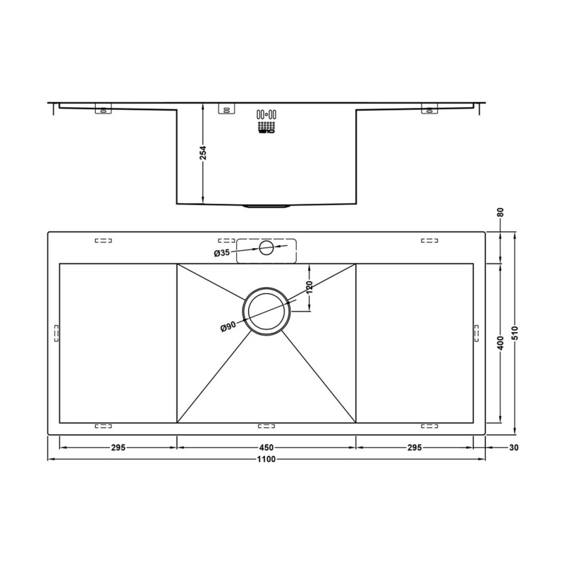 The 1810 Company Zenuno 45 I-F DEEP 1.0 Bowl Kitchen Sink - Stainless Steel
