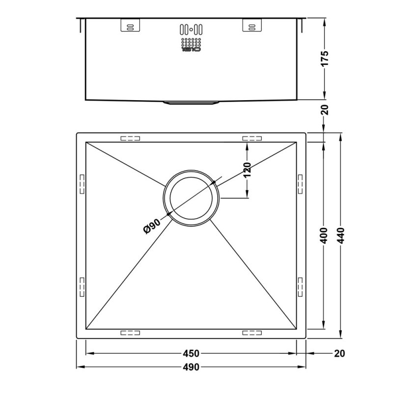 The 1810 Company Zenuno 450U 1.0 Bowl Undermount Kitchen Sink - Stainless Steel