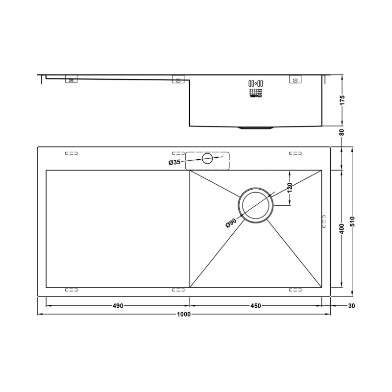 The 1810 Company Zenuno 5 I-F 1.0 Bowl Kitchen Sink - Right Hand