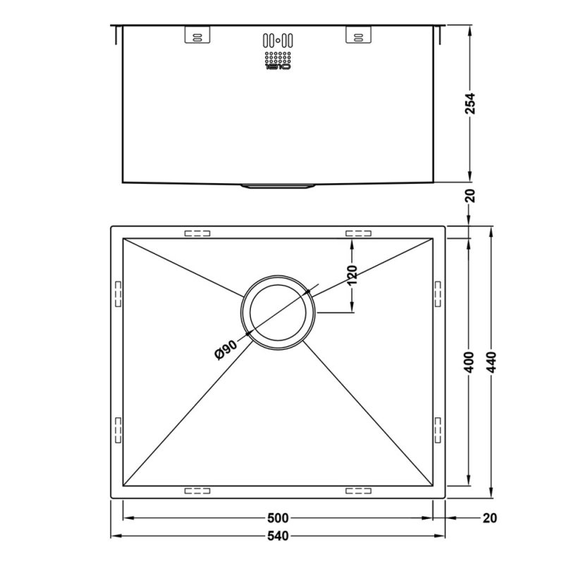 The 1810 Company Zenuno 500U DEEP 1.0 Bowl Undermount Kitchen Sink - Stainless Steel