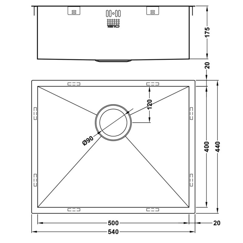 The 1810 Company Zenuno 500U 1.0 Bowl Undermount Kitchen Sink - Stainless Steel
