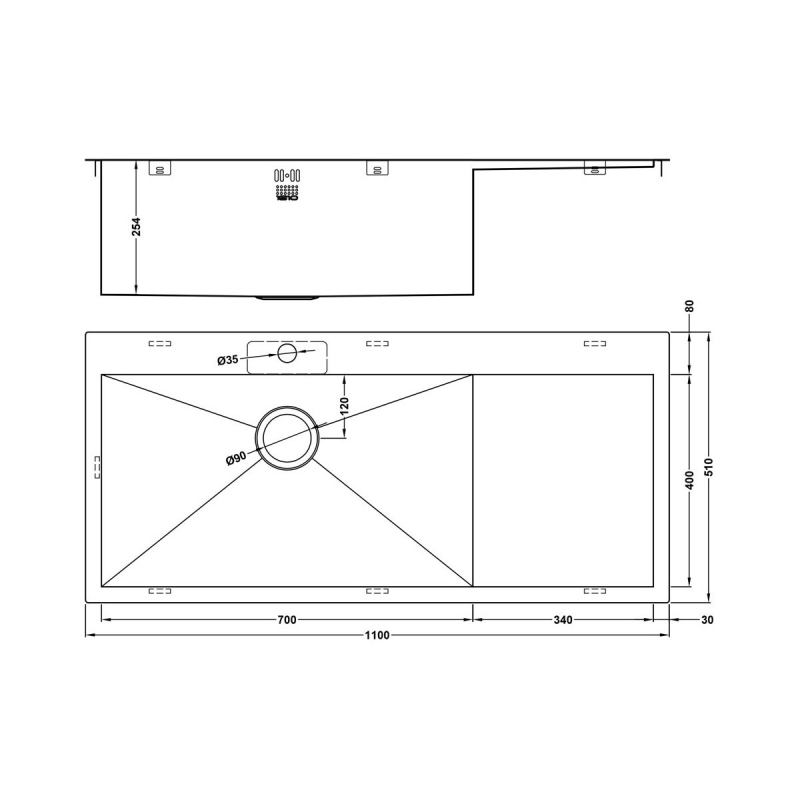 The 1810 Company Zenuno 70 I-F DEEP 1.0 Bowl Kitchen Sink - Left Hand