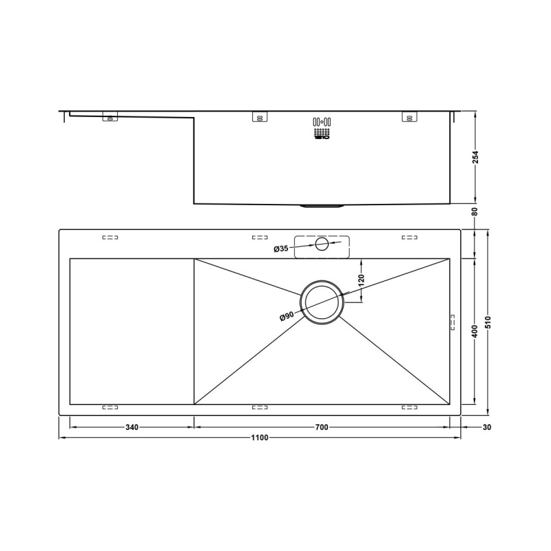 The 1810 Company Zenuno 70 I-F DEEP 1.0 Bowl Kitchen Sink - Right Hand