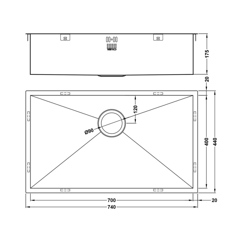 The 1810 Company Zenuno 700U 1.0 Bowl Undermount Kitchen Sink - Stainless Steel
