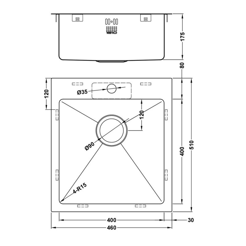 The 1810 Company Zenuno15 400 I-F 1.0 Bowl Kitchen Sink - Stainless Steel