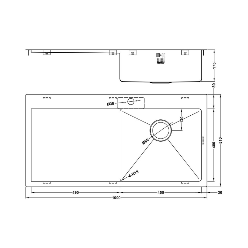 The 1810 Company Zenuno15 5 I-F 1.0 Bowl Kitchen Sink - Right Handed