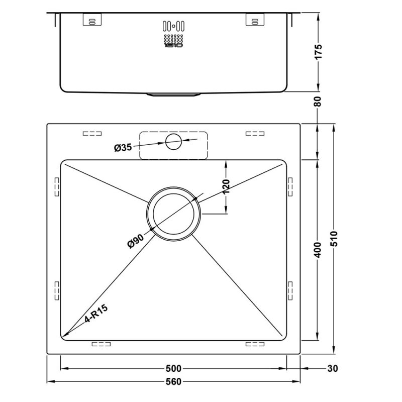 The 1810 Company Zenuno15 500 I-F 1.0 Bowl Kitchen Sink - Stainless Steel