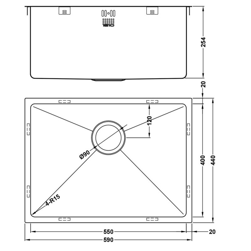 The 1810 Company Zenuno15 550U DEEP 1.0 Bowl Undermount Kitchen Sink - Stainless Steel